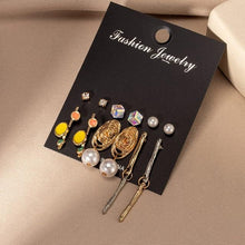 Load image into Gallery viewer, Women's Earrings Set Retro Korean Geometric Stud Earrings for Women Korean Gold Small Metal Pearl Earring 2021 Trend Jewelry