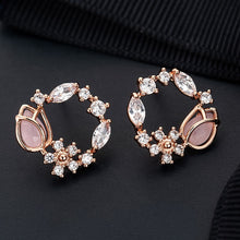 Load image into Gallery viewer, 2020 New Arrival Classic Round Pink Green Crystal Stud Earrings Sweet Flower Cirlce Jewelry Fashion Brincos Gift for women
