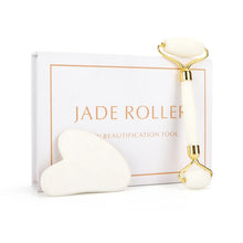 Load image into Gallery viewer, Natural Rose Quartz Jade Roller Gua Sha Set Facial Body Massager Roller Jade Stone Massage Set Face Lifting Beauty Massage Tool