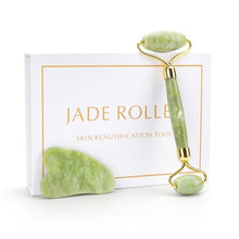 Load image into Gallery viewer, Natural Rose Quartz Jade Roller Gua Sha Set Facial Body Massager Roller Jade Stone Massage Set Face Lifting Beauty Massage Tool