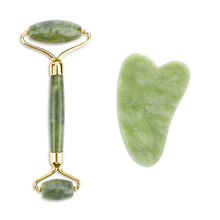Load image into Gallery viewer, Natural Rose Quartz Jade Roller Gua Sha Set Facial Body Massager Roller Jade Stone Massage Set Face Lifting Beauty Massage Tool