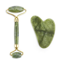 Load image into Gallery viewer, Natural Rose Quartz Jade Roller Gua Sha Set Facial Body Massager Roller Jade Stone Massage Set Face Lifting Beauty Massage Tool