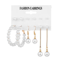Load image into Gallery viewer, FNIO Women's Earrings Set Pearl Earrings For Women Bohemian Fashion Jewelry 2020 Geometric Crystal Heart Stud Earrings