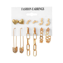 Load image into Gallery viewer, FNIO Women's Earrings Set Pearl Earrings For Women Bohemian Fashion Jewelry 2020 Geometric Crystal Heart Stud Earrings