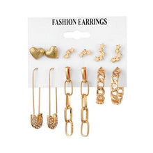 Load image into Gallery viewer, FNIO Women's Earrings Set Pearl Earrings For Women Bohemian Fashion Jewelry 2020 Geometric Crystal Heart Stud Earrings