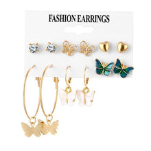Load image into Gallery viewer, FNIO Women's Earrings Set Pearl Earrings For Women Bohemian Fashion Jewelry 2020 Geometric Crystal Heart Stud Earrings