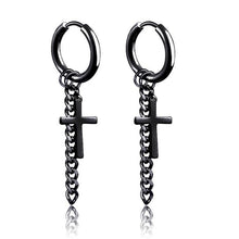 Load image into Gallery viewer, New Popular 1Pair Stainless Steel Ear Stud/Ear Clip Dangle Earrings For Men/Women Punk Black Piercing Fake Earrings Jewelry Gift
