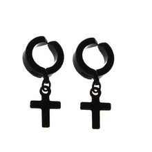 Load image into Gallery viewer, New Popular 1Pair Stainless Steel Ear Stud/Ear Clip Dangle Earrings For Men/Women Punk Black Piercing Fake Earrings Jewelry Gift