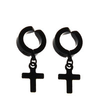 Load image into Gallery viewer, New Popular 1Pair Stainless Steel Ear Stud/Ear Clip Dangle Earrings For Men/Women Punk Black Piercing Fake Earrings Jewelry Gift