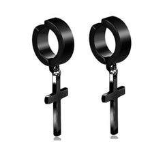 Load image into Gallery viewer, New Popular 1Pair Stainless Steel Ear Stud/Ear Clip Dangle Earrings For Men/Women Punk Black Piercing Fake Earrings Jewelry Gift