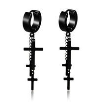Load image into Gallery viewer, New Popular 1Pair Stainless Steel Ear Stud/Ear Clip Dangle Earrings For Men/Women Punk Black Piercing Fake Earrings Jewelry Gift