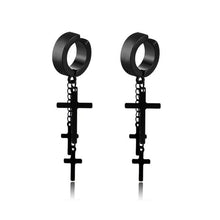 Load image into Gallery viewer, New Popular 1Pair Stainless Steel Ear Stud/Ear Clip Dangle Earrings For Men/Women Punk Black Piercing Fake Earrings Jewelry Gift