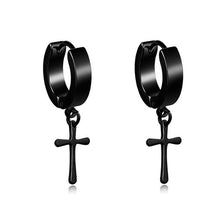 Load image into Gallery viewer, New Popular 1Pair Stainless Steel Ear Stud/Ear Clip Dangle Earrings For Men/Women Punk Black Piercing Fake Earrings Jewelry Gift