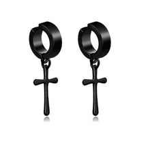 Load image into Gallery viewer, New Popular 1Pair Stainless Steel Ear Stud/Ear Clip Dangle Earrings For Men/Women Punk Black Piercing Fake Earrings Jewelry Gift