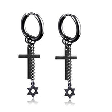 Load image into Gallery viewer, New Popular 1Pair Stainless Steel Ear Stud/Ear Clip Dangle Earrings For Men/Women Punk Black Piercing Fake Earrings Jewelry Gift