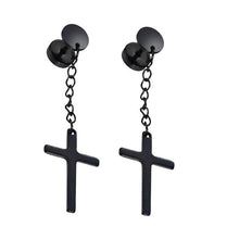 Load image into Gallery viewer, New Popular 1Pair Stainless Steel Ear Stud/Ear Clip Dangle Earrings For Men/Women Punk Black Piercing Fake Earrings Jewelry Gift