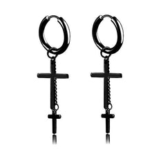 Load image into Gallery viewer, New Popular 1Pair Stainless Steel Ear Stud/Ear Clip Dangle Earrings For Men/Women Punk Black Piercing Fake Earrings Jewelry Gift