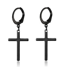 Load image into Gallery viewer, New Popular 1Pair Stainless Steel Ear Stud/Ear Clip Dangle Earrings For Men/Women Punk Black Piercing Fake Earrings Jewelry Gift