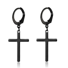 Load image into Gallery viewer, New Popular 1Pair Stainless Steel Ear Stud/Ear Clip Dangle Earrings For Men/Women Punk Black Piercing Fake Earrings Jewelry Gift