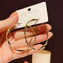 Load image into Gallery viewer, LATS Fashion Distortion Interweave Twist Metal Circle Geometric Round Hoop Earrings for Women Accessories Retro Party Jewelry