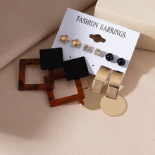 Load image into Gallery viewer, Women's Earrings Set Retro Korean Geometric Stud Earrings for Women Korean Gold Small Metal Pearl Earring 2021 Trend Jewelry
