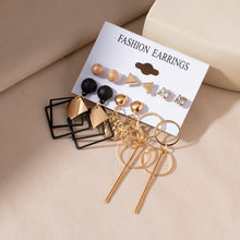 Load image into Gallery viewer, Women's Earrings Set Retro Korean Geometric Stud Earrings for Women Korean Gold Small Metal Pearl Earring 2021 Trend Jewelry