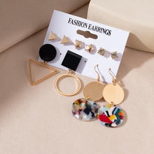 Load image into Gallery viewer, Women's Earrings Set Retro Korean Geometric Stud Earrings for Women Korean Gold Small Metal Pearl Earring 2021 Trend Jewelry