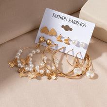 Load image into Gallery viewer, Women's Earrings Set Retro Korean Geometric Stud Earrings for Women Korean Gold Small Metal Pearl Earring 2021 Trend Jewelry