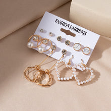 Load image into Gallery viewer, Women's Earrings Set Retro Korean Geometric Stud Earrings for Women Korean Gold Small Metal Pearl Earring 2021 Trend Jewelry