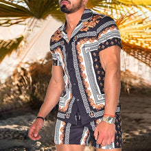 Load image into Gallery viewer, Fashion Hawaiian Print Short Sleeve Shirt Set Men's Beach Coconut Print Shorts Men's Daily Beach Shirt Set Two-piece M-3XL
