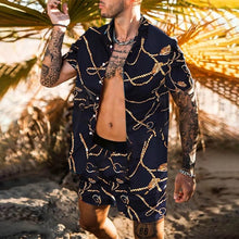 Load image into Gallery viewer, Fashion Hawaiian Print Short Sleeve Shirt Set Men's Beach Coconut Print Shorts Men's Daily Beach Shirt Set Two-piece M-3XL