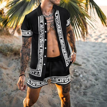 Load image into Gallery viewer, Fashion Hawaiian Print Short Sleeve Shirt Set Men's Beach Coconut Print Shorts Men's Daily Beach Shirt Set Two-piece M-3XL