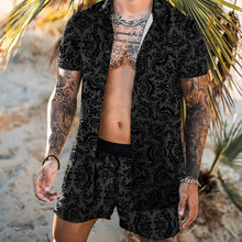 Load image into Gallery viewer, Fashion Hawaiian Print Short Sleeve Shirt Set Men's Beach Coconut Print Shorts Men's Daily Beach Shirt Set Two-piece M-3XL