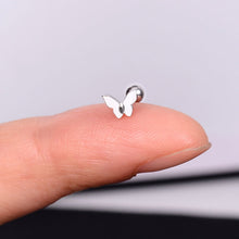 Load image into Gallery viewer, 1Pcs Stainless Steel Mini Stud Earrings Heart Star Moon Cross Butterfly Snake Helix Cartilage Tragus Lobe Ear Piercing Jewelry