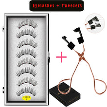 Load image into Gallery viewer, LEKOFO 8PCS 5 Magnets 3D Magnetic False Eyelashes Handmade Artificial Faux Cils Magnetic Natural Mink Eyelashes with Tweezers