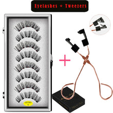 Load image into Gallery viewer, LEKOFO 8PCS 5 Magnets 3D Magnetic False Eyelashes Handmade Artificial Faux Cils Magnetic Natural Mink Eyelashes with Tweezers