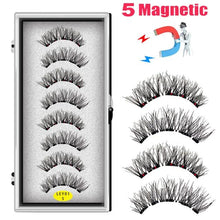 Load image into Gallery viewer, LEKOFO 8PCS 5 Magnets 3D Magnetic False Eyelashes Handmade Artificial Faux Cils Magnetic Natural Mink Eyelashes with Tweezers