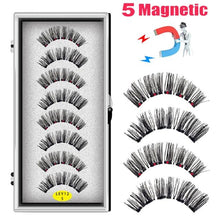 Load image into Gallery viewer, LEKOFO 8PCS 5 Magnets 3D Magnetic False Eyelashes Handmade Artificial Faux Cils Magnetic Natural Mink Eyelashes with Tweezers