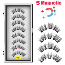 Load image into Gallery viewer, LEKOFO 8PCS 5 Magnets 3D Magnetic False Eyelashes Handmade Artificial Faux Cils Magnetic Natural Mink Eyelashes with Tweezers
