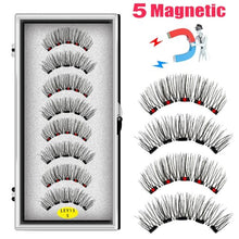 Load image into Gallery viewer, LEKOFO 8PCS 5 Magnets 3D Magnetic False Eyelashes Handmade Artificial Faux Cils Magnetic Natural Mink Eyelashes with Tweezers