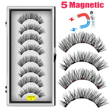 Load image into Gallery viewer, LEKOFO 8PCS 5 Magnets 3D Magnetic False Eyelashes Handmade Artificial Faux Cils Magnetic Natural Mink Eyelashes with Tweezers