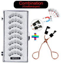 Load image into Gallery viewer, 8 pcs/2 pairs magnetic eyelashes with 5 magnets, reusable handmade 3D mink false eyelashes natural with magnetic tweezers