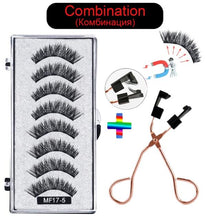 Load image into Gallery viewer, 8 pcs/2 pairs magnetic eyelashes with 5 magnets, reusable handmade 3D mink false eyelashes natural with magnetic tweezers