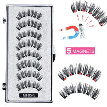 Load image into Gallery viewer, 8 pcs/2 pairs magnetic eyelashes with 5 magnets, reusable handmade 3D mink false eyelashes natural with magnetic tweezers
