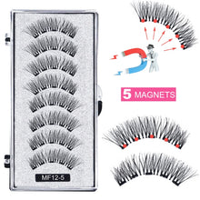 Load image into Gallery viewer, 8 pcs/2 pairs magnetic eyelashes with 5 magnets, reusable handmade 3D mink false eyelashes natural with magnetic tweezers