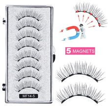 Load image into Gallery viewer, 8 pcs/2 pairs magnetic eyelashes with 5 magnets, reusable handmade 3D mink false eyelashes natural with magnetic tweezers