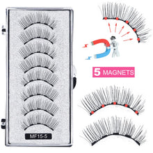Load image into Gallery viewer, 8 pcs/2 pairs magnetic eyelashes with 5 magnets, reusable handmade 3D mink false eyelashes natural with magnetic tweezers