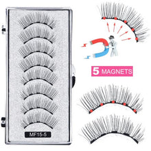 Load image into Gallery viewer, 8 pcs/2 pairs magnetic eyelashes with 5 magnets, reusable handmade 3D mink false eyelashes natural with magnetic tweezers