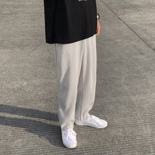 Load image into Gallery viewer, Pleated Straight Pants Men's Fashion Elastic Waist Casual Pants Men Streetwear Loose Ice Silk Trousers Mens Wide Leg Pants S-2XL