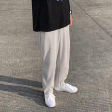 Load image into Gallery viewer, Pleated Straight Pants Men's Fashion Elastic Waist Casual Pants Men Streetwear Loose Ice Silk Trousers Mens Wide Leg Pants S-2XL